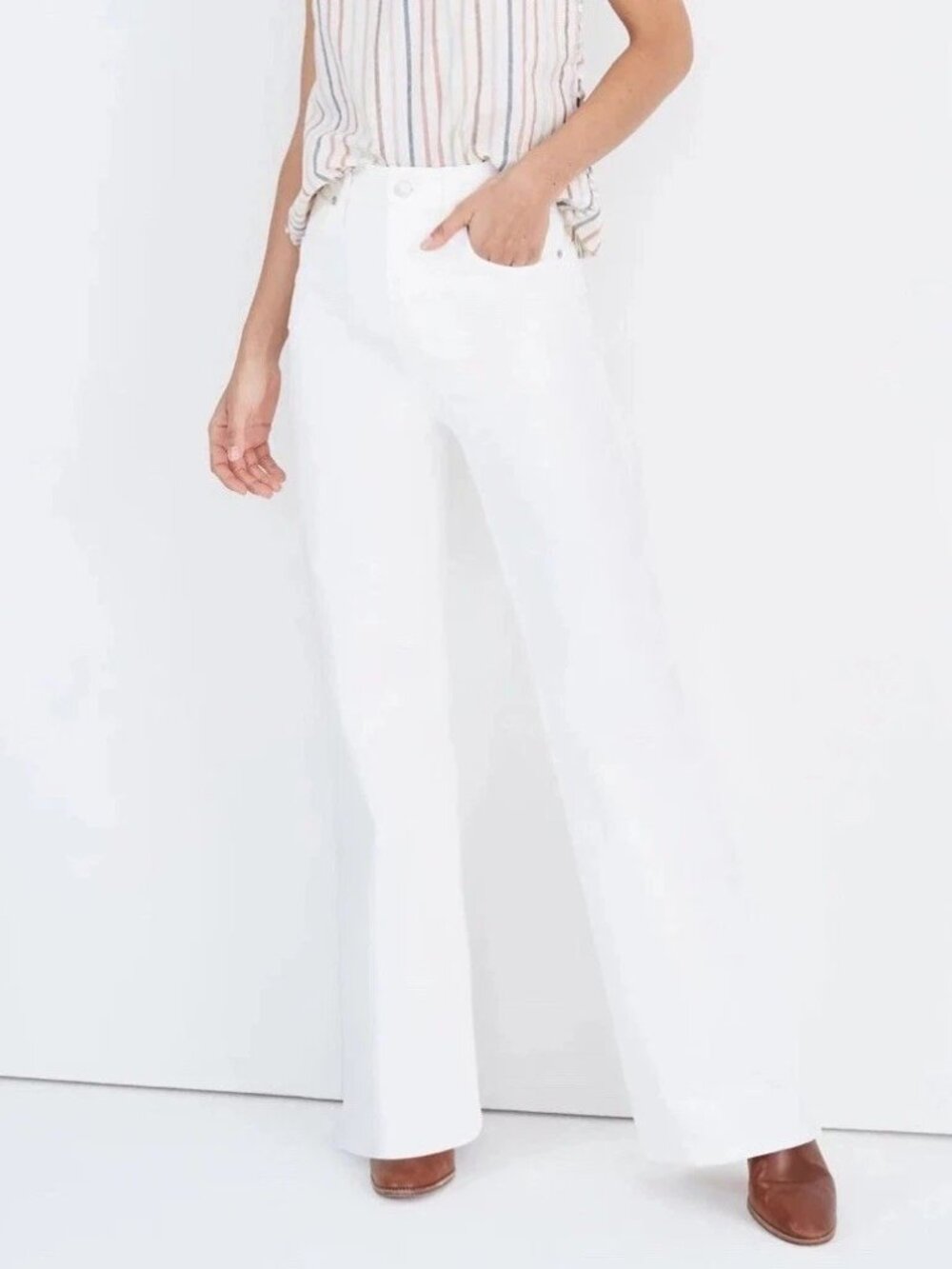 Madewell White Wide-Leg Flare Jeans